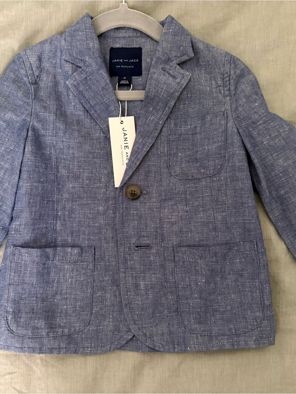 Janie and Jack Light Blue Linen-Blend Boys' Blazer